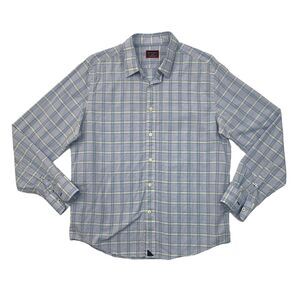 UNTUCKit Shirt Mens L Large SLIM Fit Plaid Cotton Linen Blend Long Sleeve Dress